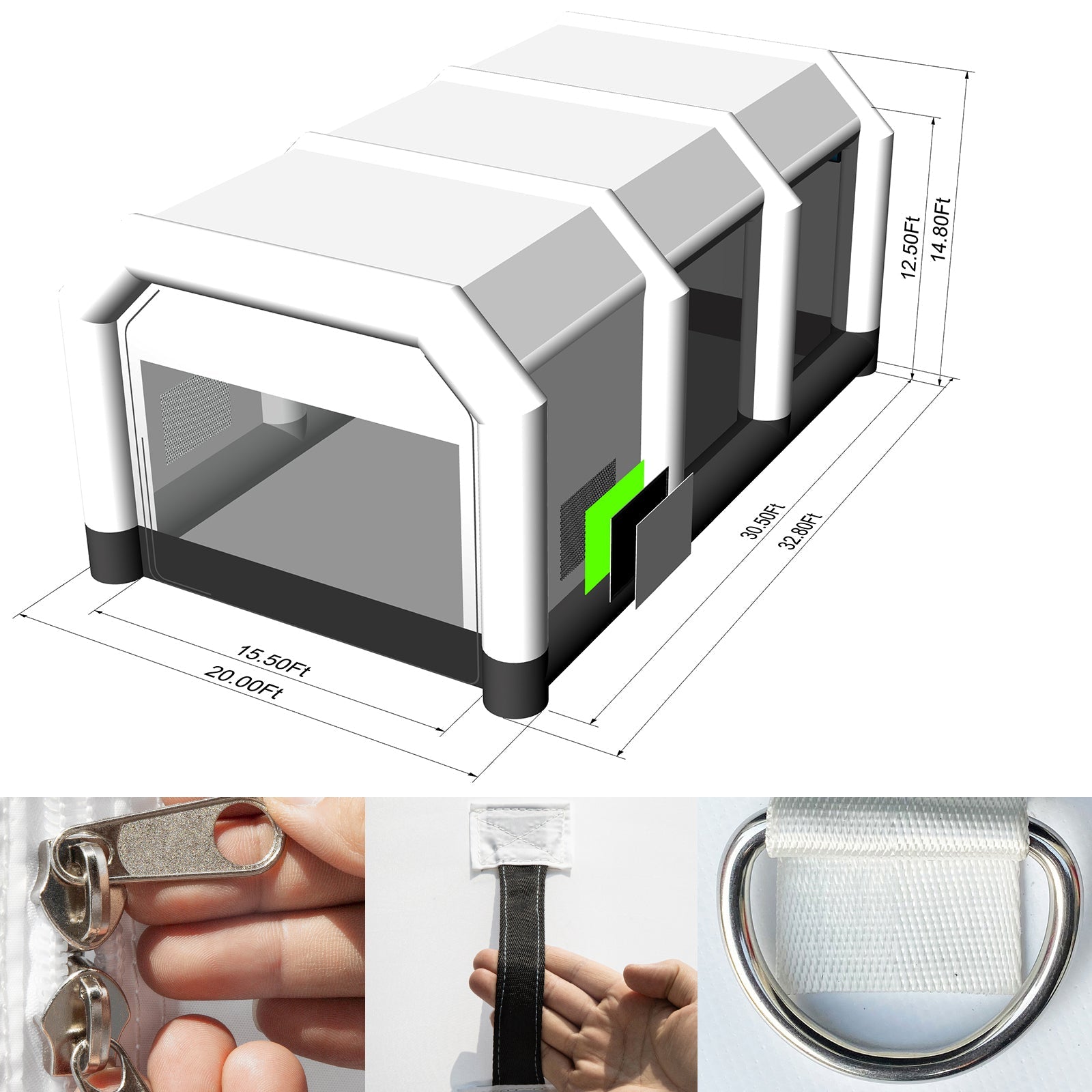 GORILLASPRO Inflatable Paint Booth 33X20X15Ft, Large Inflatable Spray Booth ,More Durable,Perfect for SUV & Semi-trunk Painting (Excludes Blower)