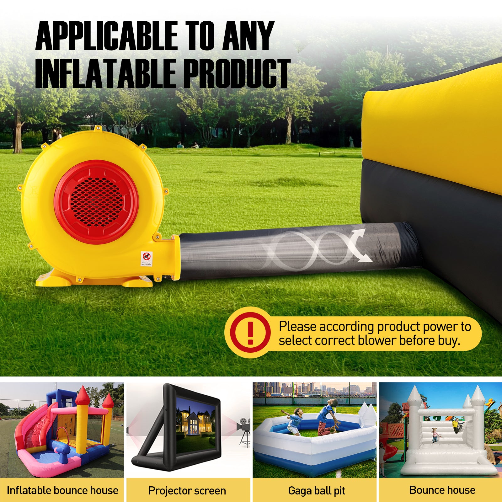 1100W Air Blower, Pump Fan Commercial Inflatable Bouncer Blower, Perfect for Inflatable Movie Screen, Inflatable Paint Booth, Inflatable Bounce House, Jumper, Bouncy Castle