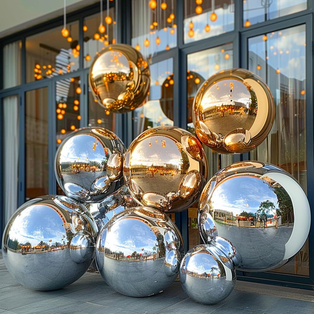 Giant Inflatable Mirror Ball Airtight Big Shiny Balls Gold And Sliver Sealed Mirror Balloon For Wedding Event Nightclub Stage Party Shows Decor 1 Piece