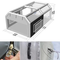 Custom Sewinfla Airtight Waterproof Paint Booth 24x15x10FT with 2 Blowers (1100W+1100W) -New Version Airtight Spray Paint Booth Durable Portable Paint Booth Perfect Solution for Overspray Problem