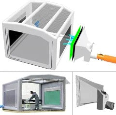 Custom Sewinfla Airtight Waterproof Paint Booth 24x15x10FT with 2 Blowers (1100W+1100W) -New Version Airtight Spray Paint Booth Durable Portable Paint Booth Perfect Solution for Overspray Problem