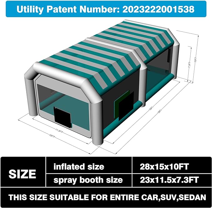 GORILLASPRO 28x15x10ft inflatable paint booth