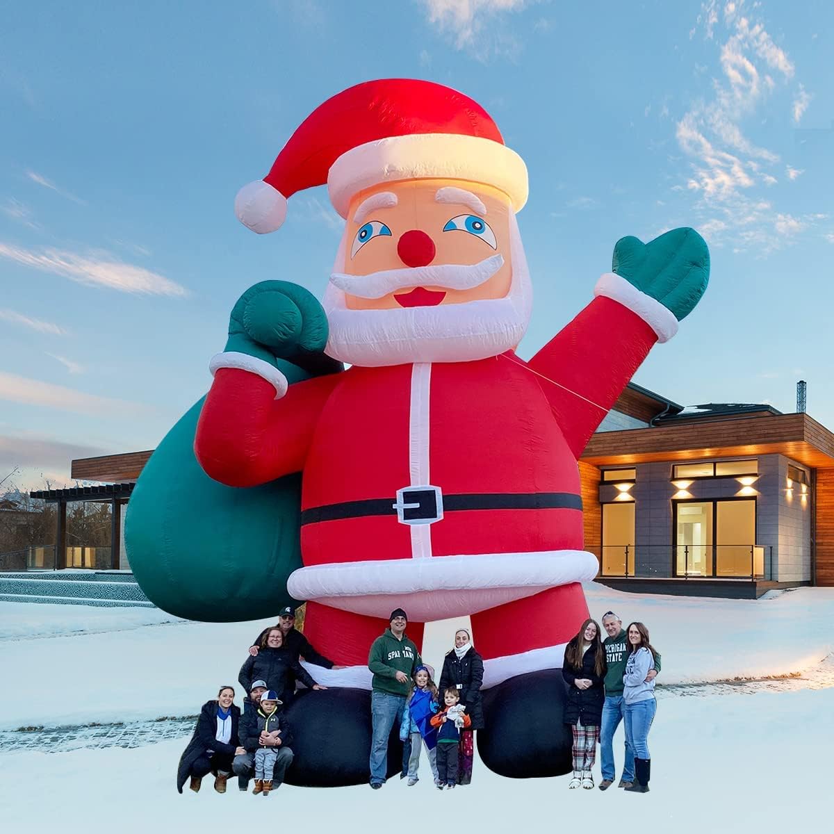 26Ft Premium Inflatable Santa Claus with Blower for Christmas Yard Decoration - No Lights Included