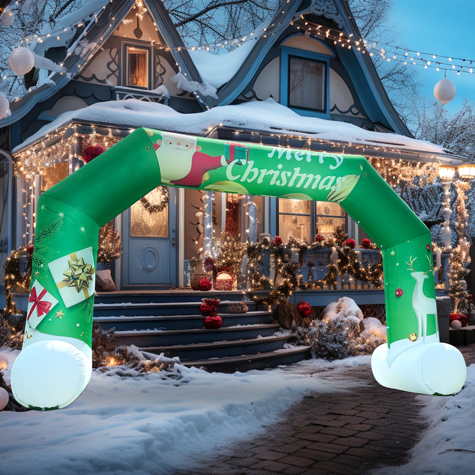 20FT Green Christmas Inflatable Archway with Blower – Perfect for Holiday Events