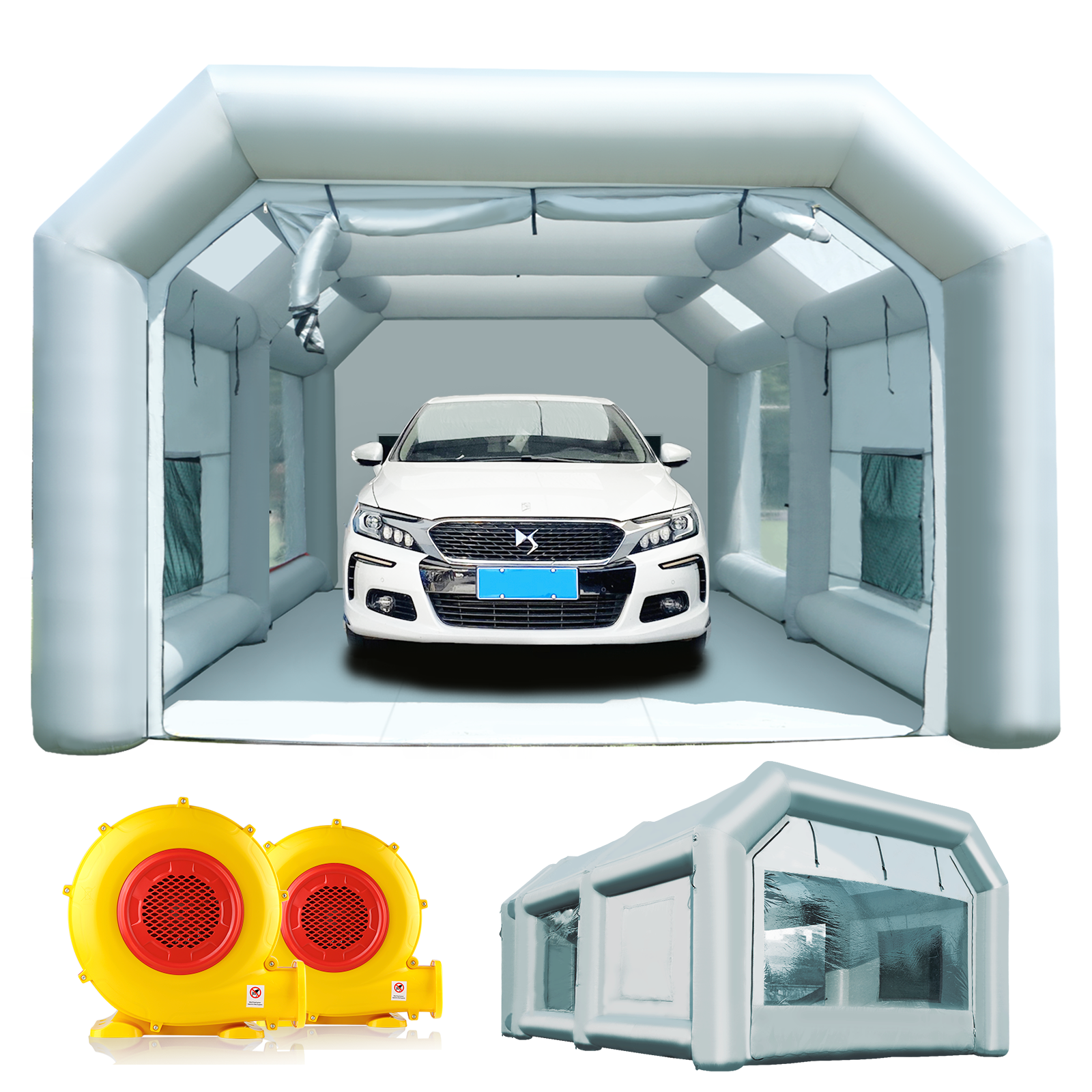 Sewinfla Professional Inflatable Paint Booth 23x13x8.5Ft with 2 Blowers (480W+950W) & Air Filter System Portable Paint Booth Tent Garage Inflatable Spray Booth Painting for Cars