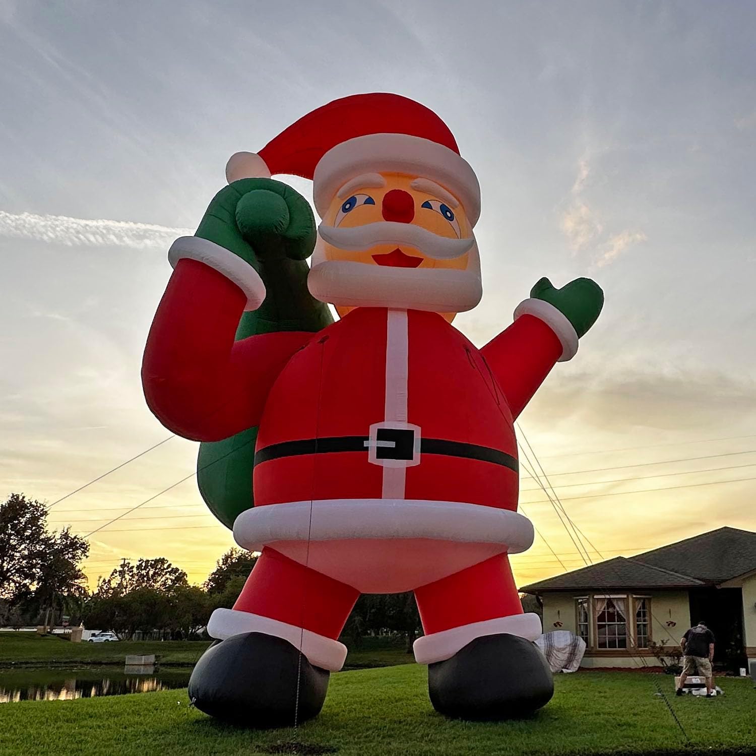 20Ft Premium Inflatable Santa Claus with Blower for Christmas Yard Decoration -  Lights Included