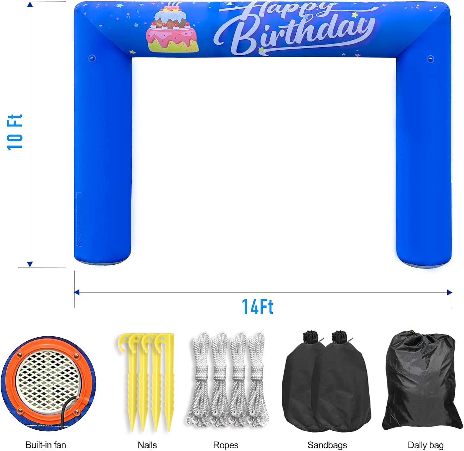 14x10ft Inflatable Birthday Party Arch Decoration, Garden Events Inflatable Archway, Suitable For Indoor, Outdoor, Lawn, Garden Decoration Parties