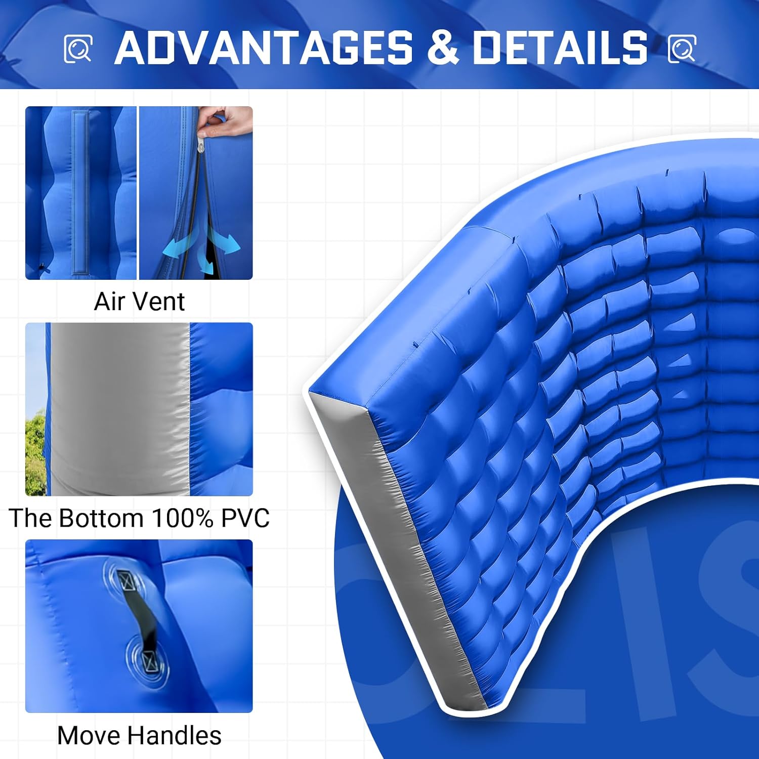 10FT Blue Inflatable Tunnel Entrance Sport Tunnel with Blower Inflatable Football Tunnel Tent Inflatable Entryway for Business Advertising Event Exhibition Promotion(Blue,10x10x9ft)