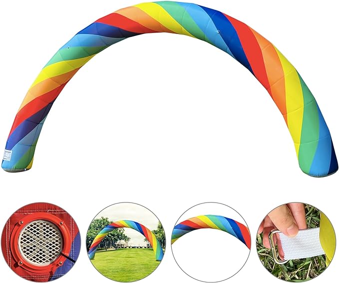 26ft Giant Inflatable Rainbowed Arches -Advertising Birthday Party Celebration Garden Decoration-Blow Up Archway Wedding Decorative Signs Event Entrance With 250W Blower