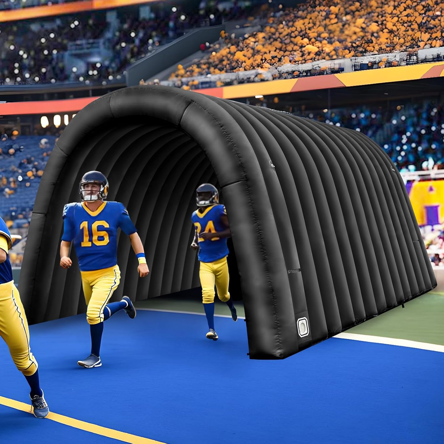 OZIS 16x10x10ft Inflatable Tunnel Entrance Sports Tunnel with Built-in Blower, Black Football Tunnel Inflatable for Business Advertising Event Exhibition Promotion,Street,Shop,Supermarket,School