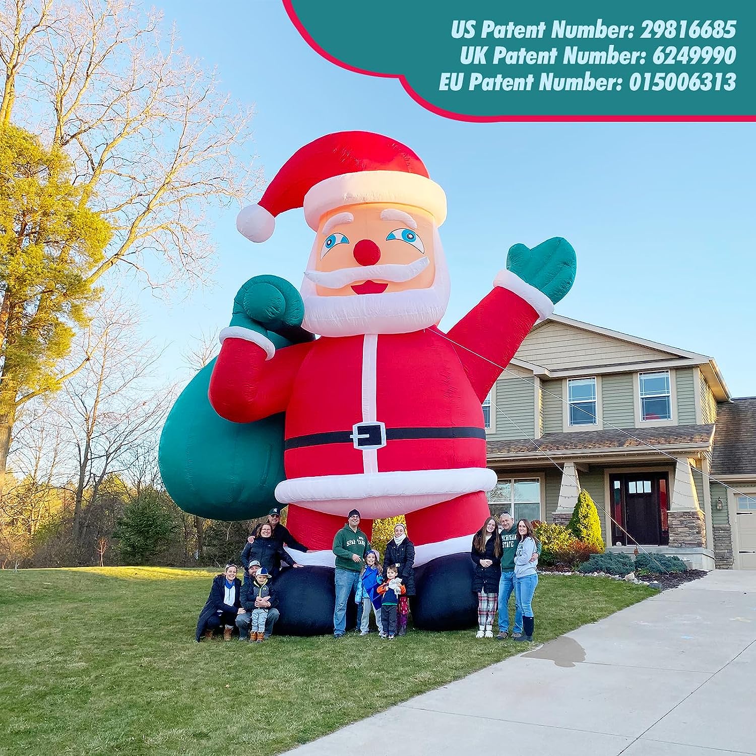 26Ft Premium Inflatable Santa Claus with Blower for Christmas Yard Decoration - No Lights Included