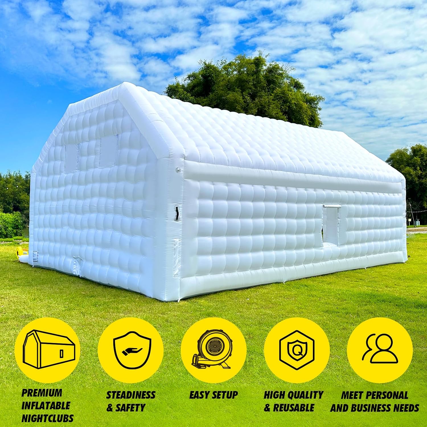 Inflatable Nightclub Cube Disco Tent 20x16.5x12ft Portable Night Club Party Pavilion Blow up Nightclub Tent for Backyard/Outdoor Events