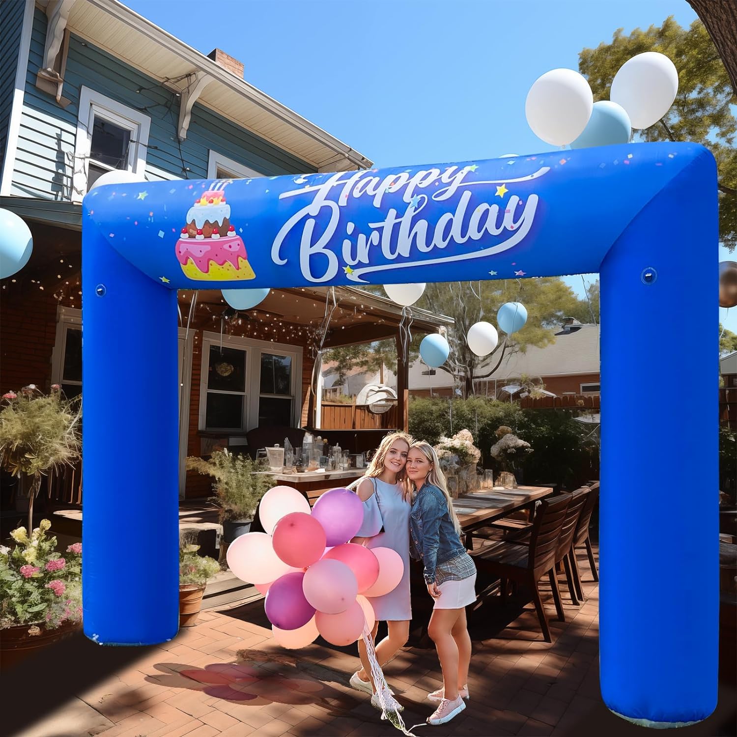 14x10ft Inflatable Birthday Party Arch Decoration, Garden Events Inflatable Archway, Suitable For Indoor, Outdoor, Lawn, Garden Decoration Parties