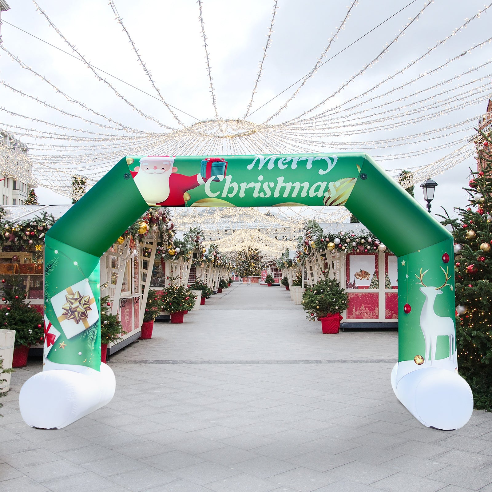 20FT Green Christmas Inflatable Archway with Blower – Perfect for Holiday Events