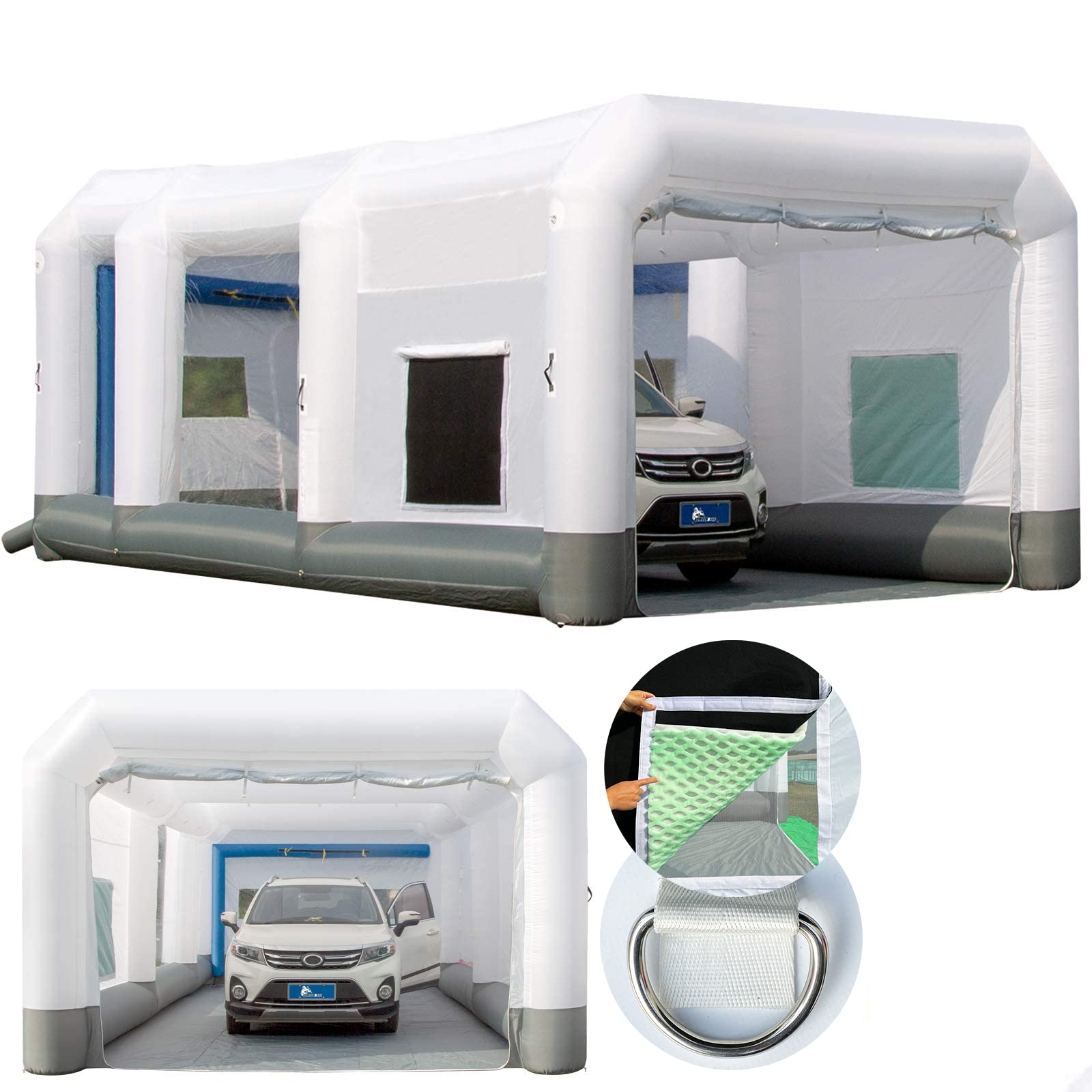 GORILLASPRO Inflatable Paint Booth 26x15x10Ft Upgrade Air Filter System More Durable Portable Spray Painting Tent Booth-Blowers not included