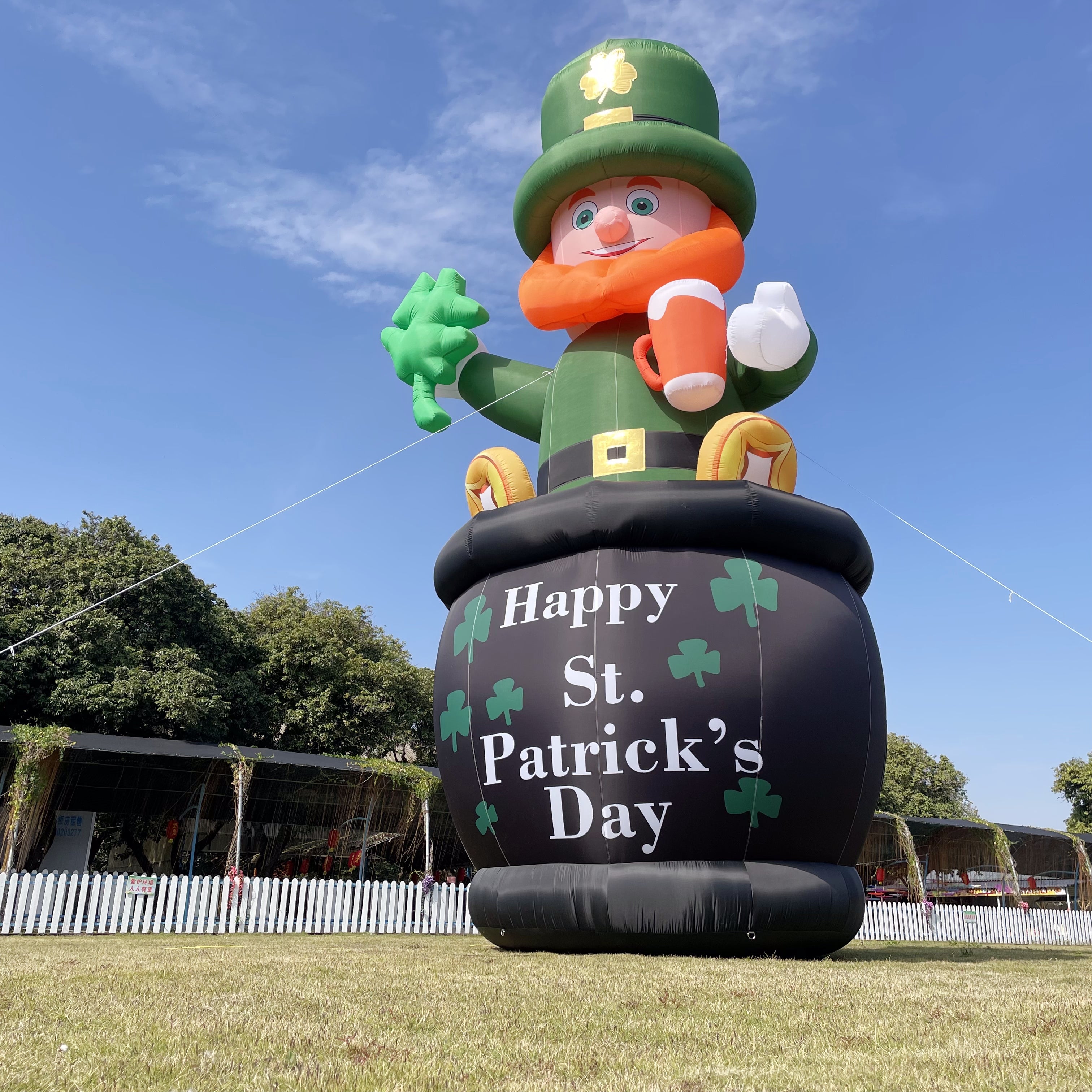 Giant 26FT St Patricks Day Inflatable Outdoor Decorations, Standing Inflatable Leprechaun Holding Shamrock Beer with Powerful Blower for Holiday Lawn, Yard Decor, Garden, Business Decor