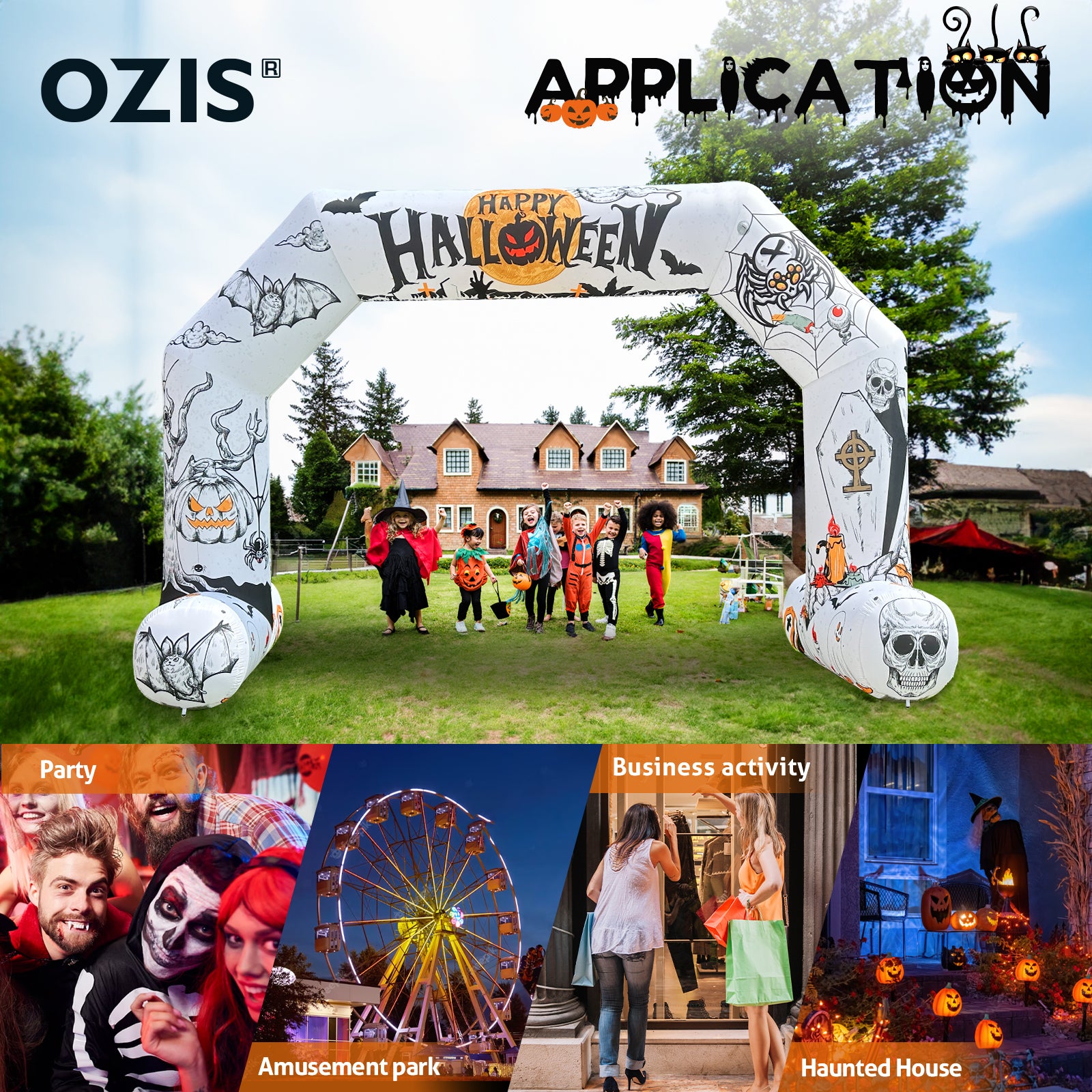 20Ft Halloween Inflatable Arch with 250W Blower, Hexagon Inflatable Archway for Halloween Outdoor Decoration Perfect for Your Pumpkin Patch Entrance and Halloween Themed Commercial Event