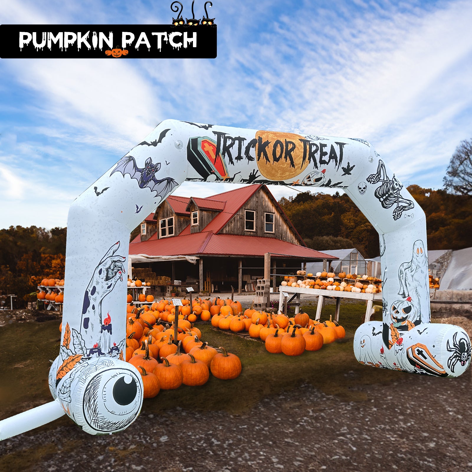 20Ft Halloween Inflatable Arch with 250W Blower, Hexagon Inflatable Archway for Halloween Outdoor Decoration Perfect for Your Pumpkin Patch Entrance and Halloween Themed Commercial Event