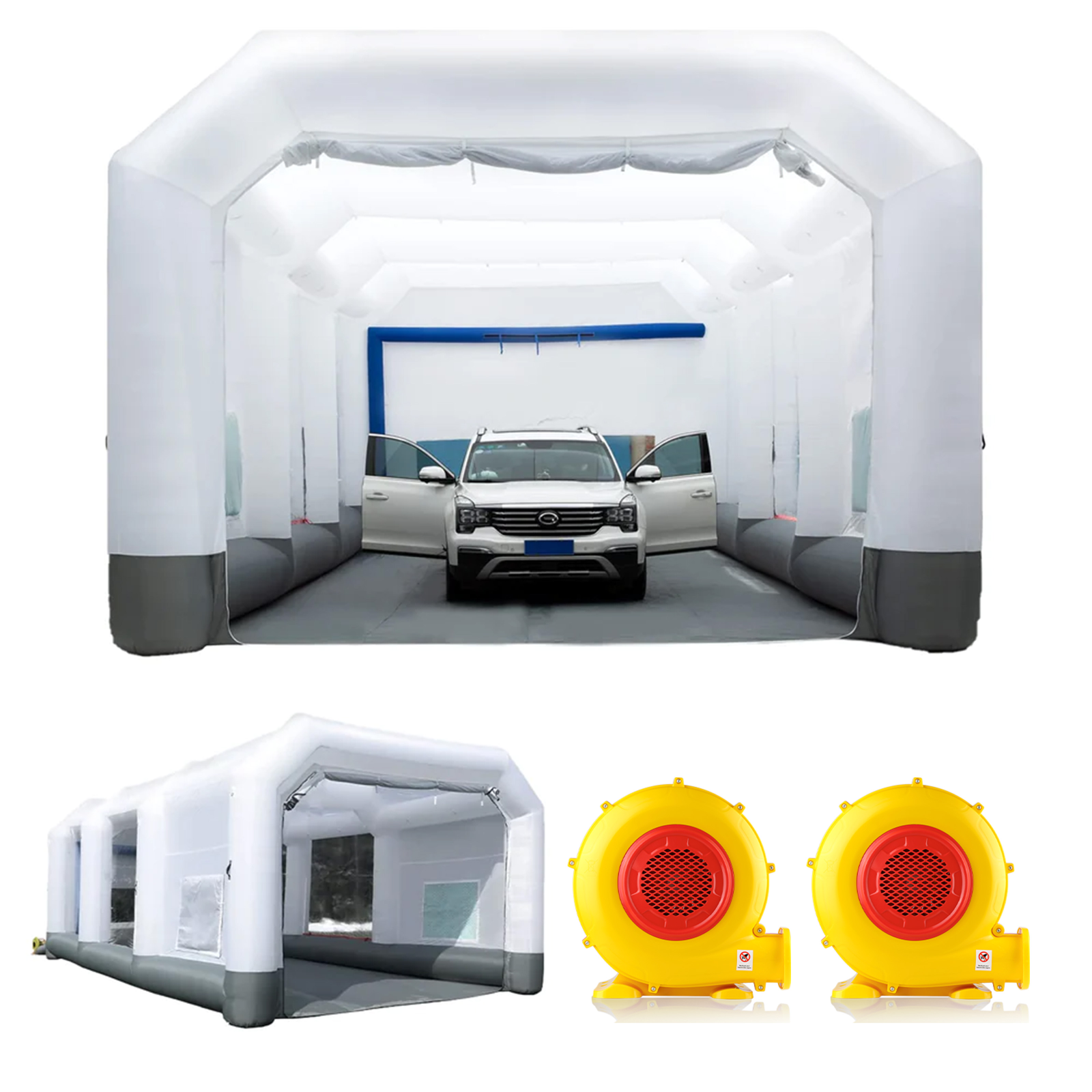 GORILLASPRO Inflatable Paint Booth 33X20X15Ft with 2 Blowers (750W+1100W) Large Inflatable Spray Booth More Durable,Perfect for SUV & Semi-trunk Painting