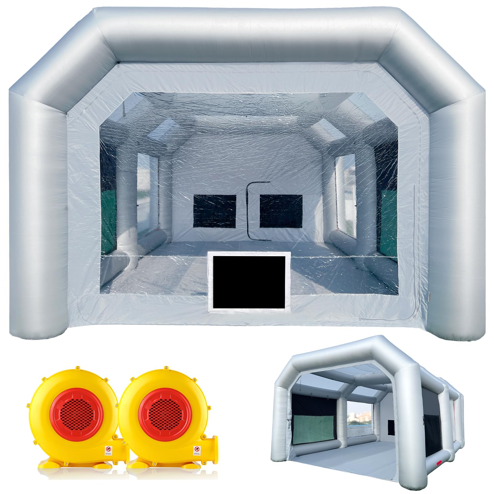 WARSUN 30x20x13Ft Inflatable Paint Booth with Oversized EPA Registered Filters, Upgraded Inflatable Spray Booth with Blowers 950W+750W More Durable Portable Paint Booth Tent for Cars