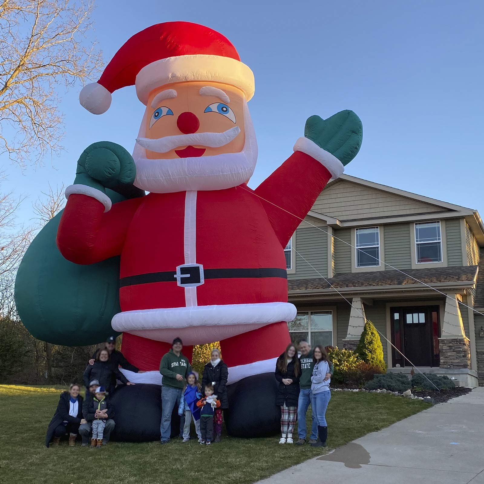 33Ft Giant  Premium Inflatable Santa Claus with Blower for Christmas Yard Decoration - No Lights Included