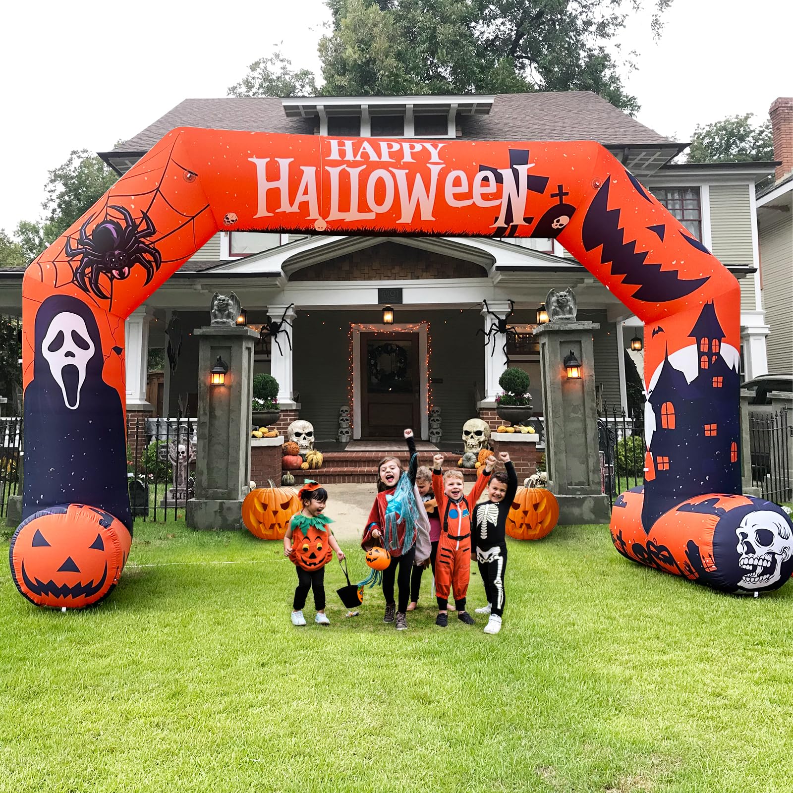 Halloween Orange 20Ft Inflatable Arch Decoration with 250W Blower, Halloween Inflatable Archway for Halloween Outdoor Decoration to Your Pumpkin Patch Entrance