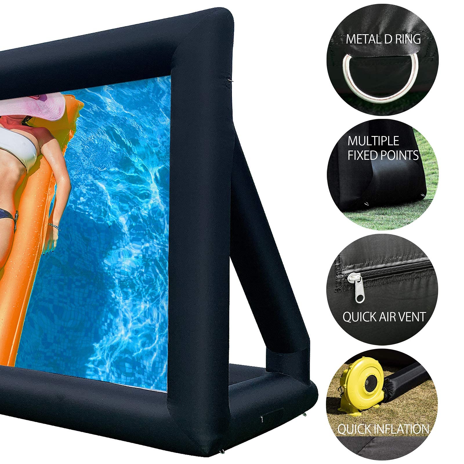 TKLoop Inflatable Movie Screen Indoor and Outdoor, Blow Up Projector Screen - Includes Inflation Fan, Tie-Downs and Storage Bag (20FT)