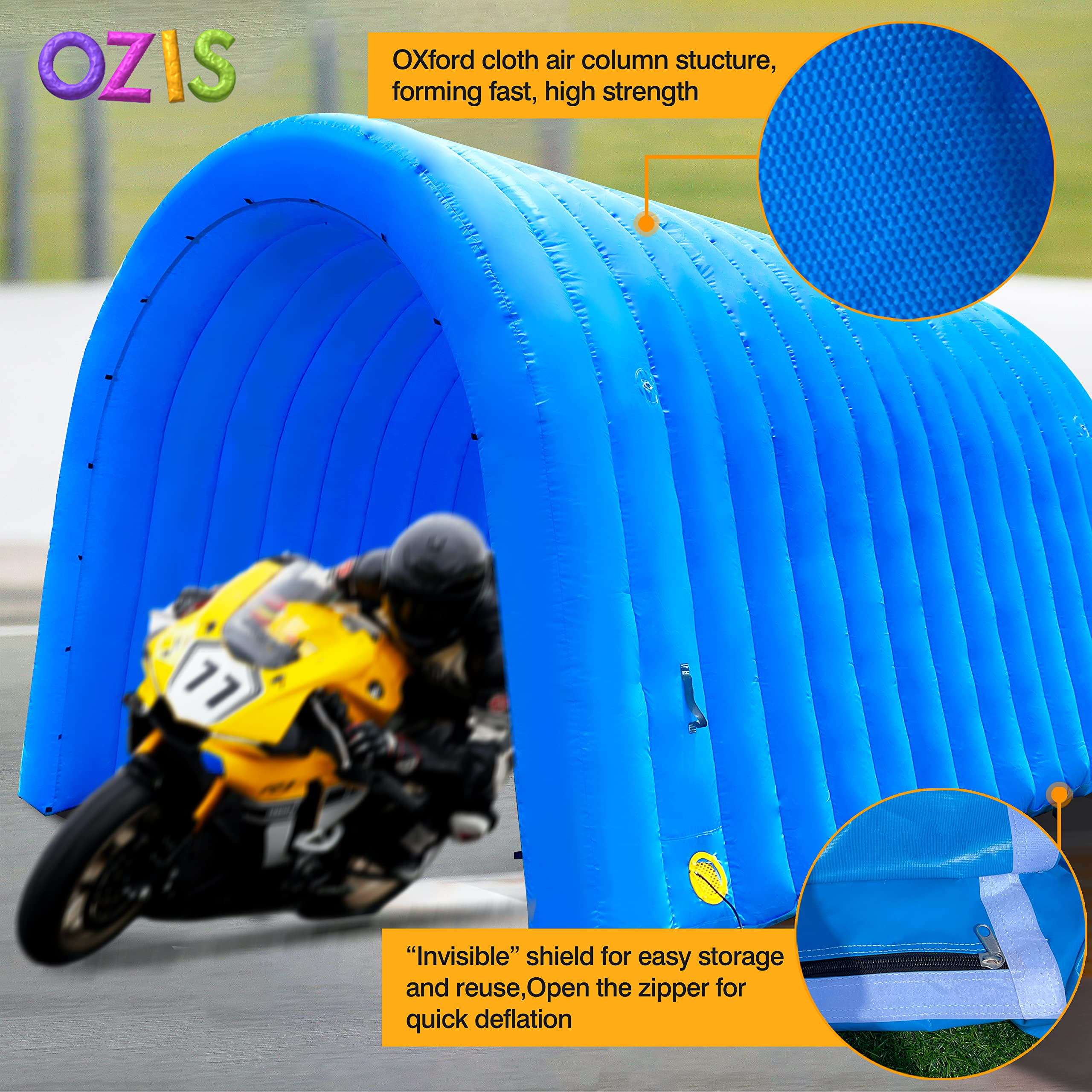 OZIS Inflatable Tunnel Sports Tunnel Entrance with Installed Blower Inflatable Tunnel Tent for Business Advertising Event Exhibition Promotion,Street,Shop,Supermarket,School(Blue, 16x10x10ft)