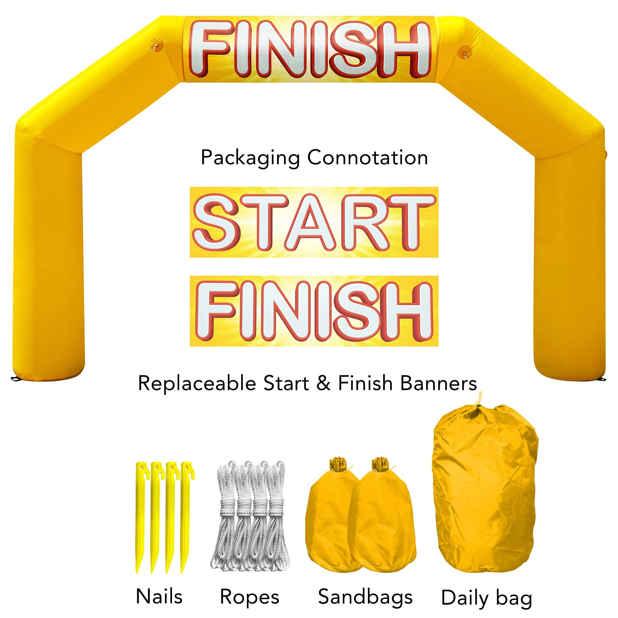 Sewinfla 20ft Inflatable Arch with Start Finish Line Racing Arch Banners & Blower Outdoor Inflatable Archway for Advertising Commerce Party Sport Race