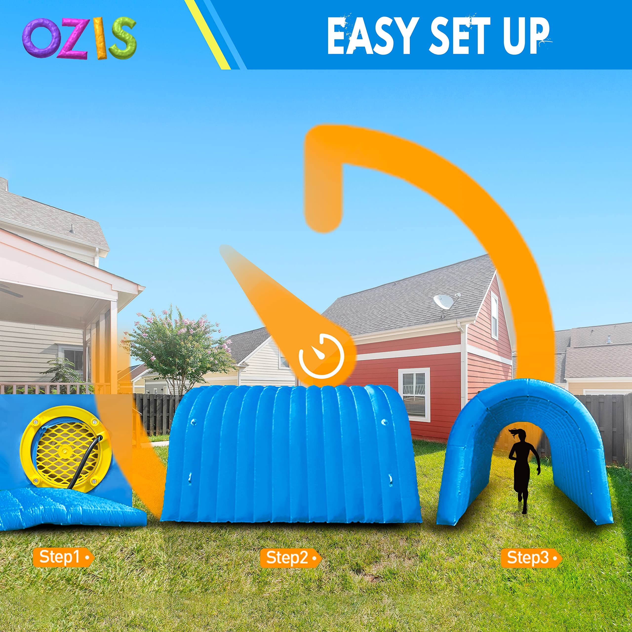 OZIS Inflatable Tunnel Sports Tunnel Entrance with Installed Blower Inflatable Tunnel Tent for Business Advertising Event Exhibition Promotion,Street,Shop,Supermarket,School(Blue, 16x10x10ft)