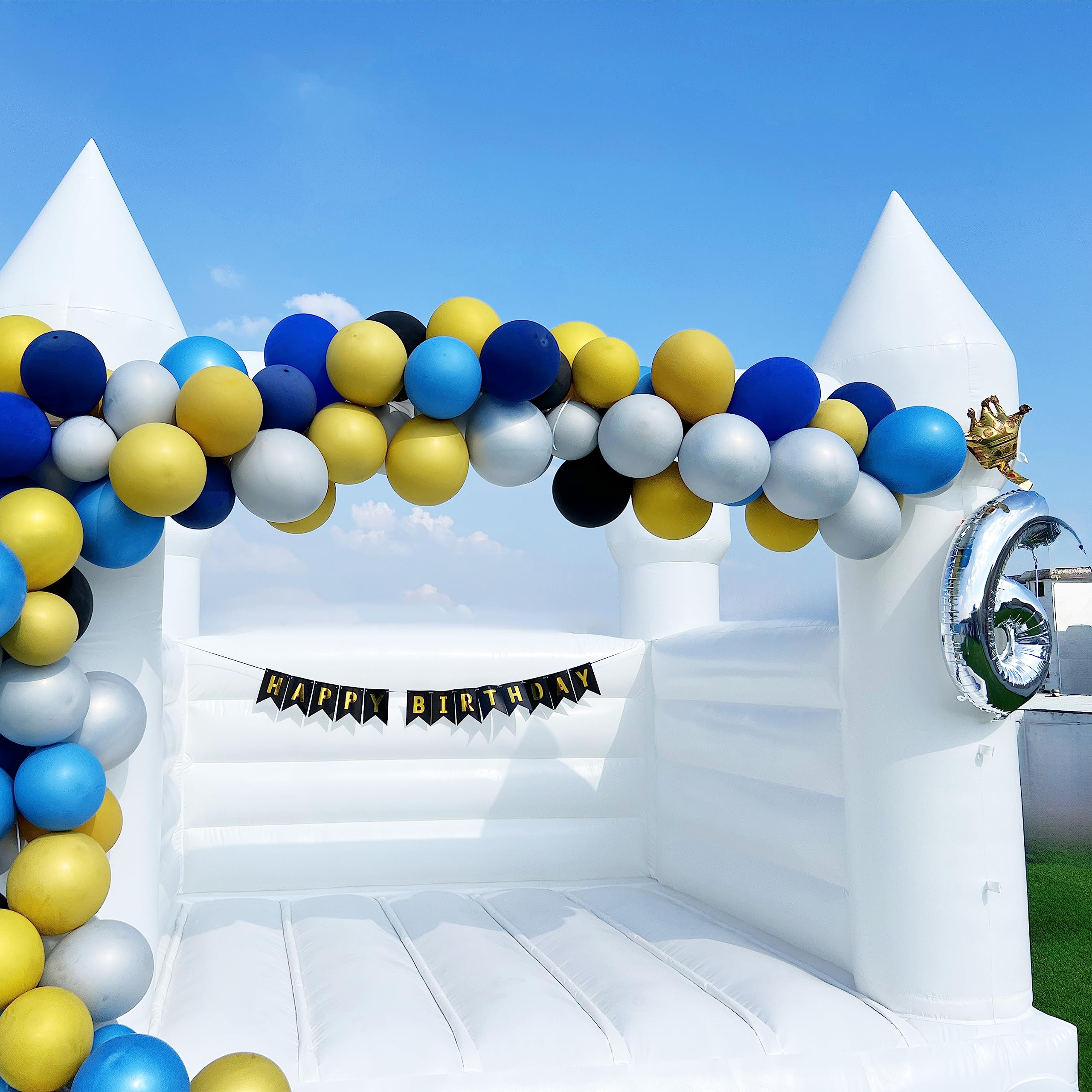 WARSUN Inflatable White Bounce House 13x10x10FT / 4x3x3m with Ball Pool&Blower All PVC Inflatable Jumper Bouncy Castle More Durable Bounce House Castle for Kids Birthday Wedding Party Business Photography