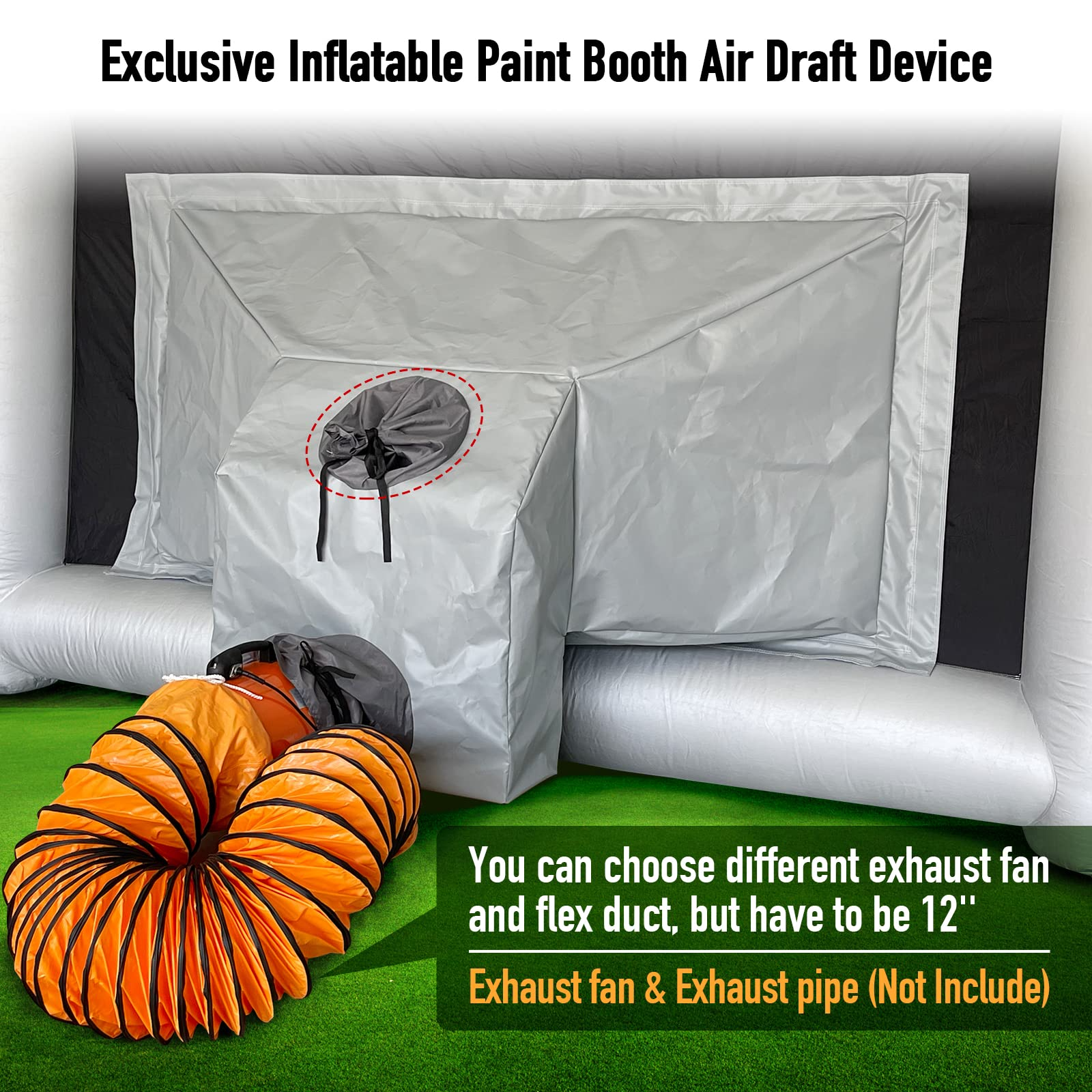 Inflatable Paint Booth Oversized Exhaust Ventilation Device with Efficient Filter Box, Helping Solve Overspray & Environmentally-Friendly