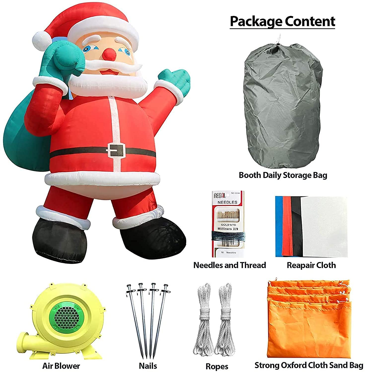 33Ft Giant  Premium Inflatable Santa Claus with Blower for Christmas Yard Decoration - No Lights Included