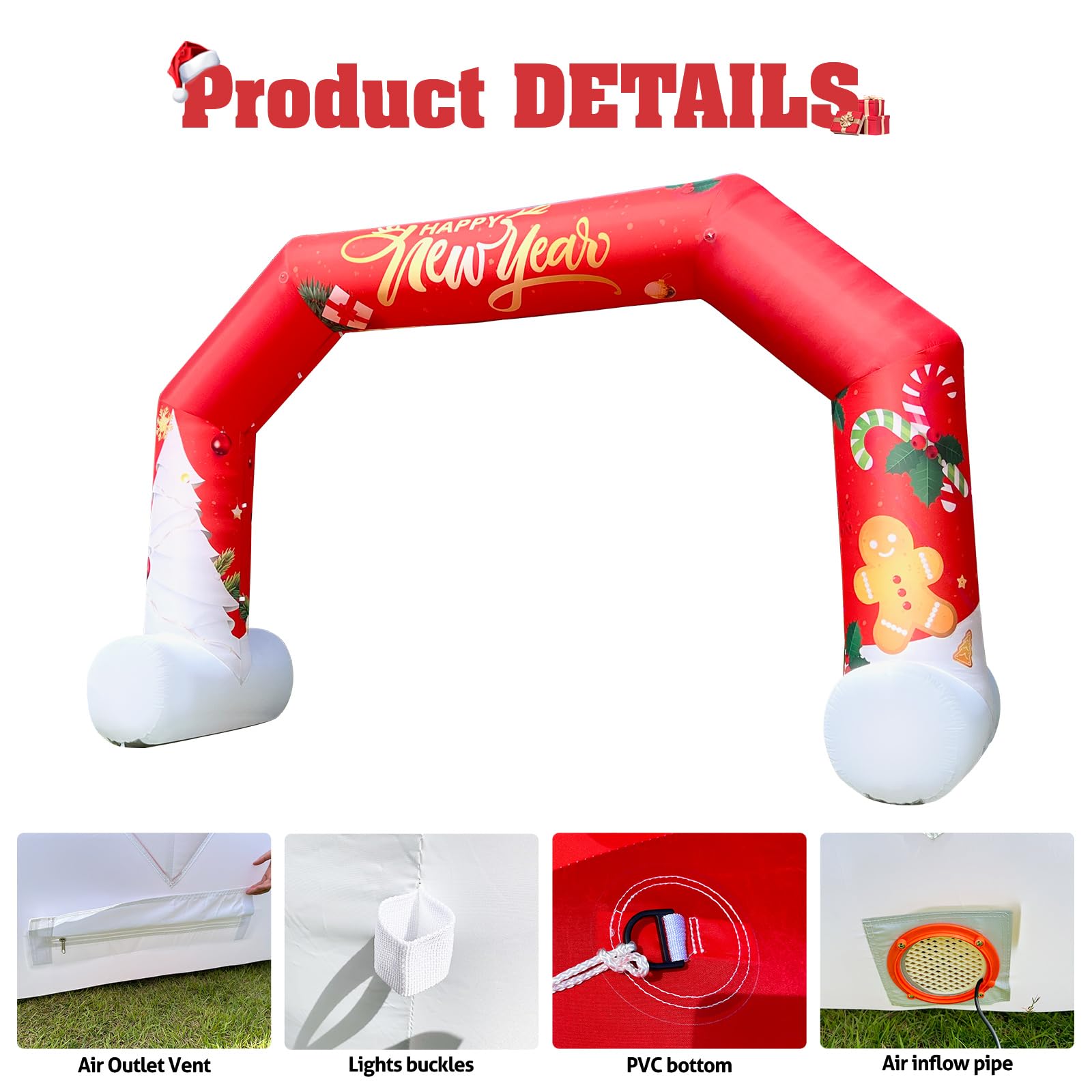 20FT Red Christmas Inflatable Archway with Blower – Perfect for Holiday Events