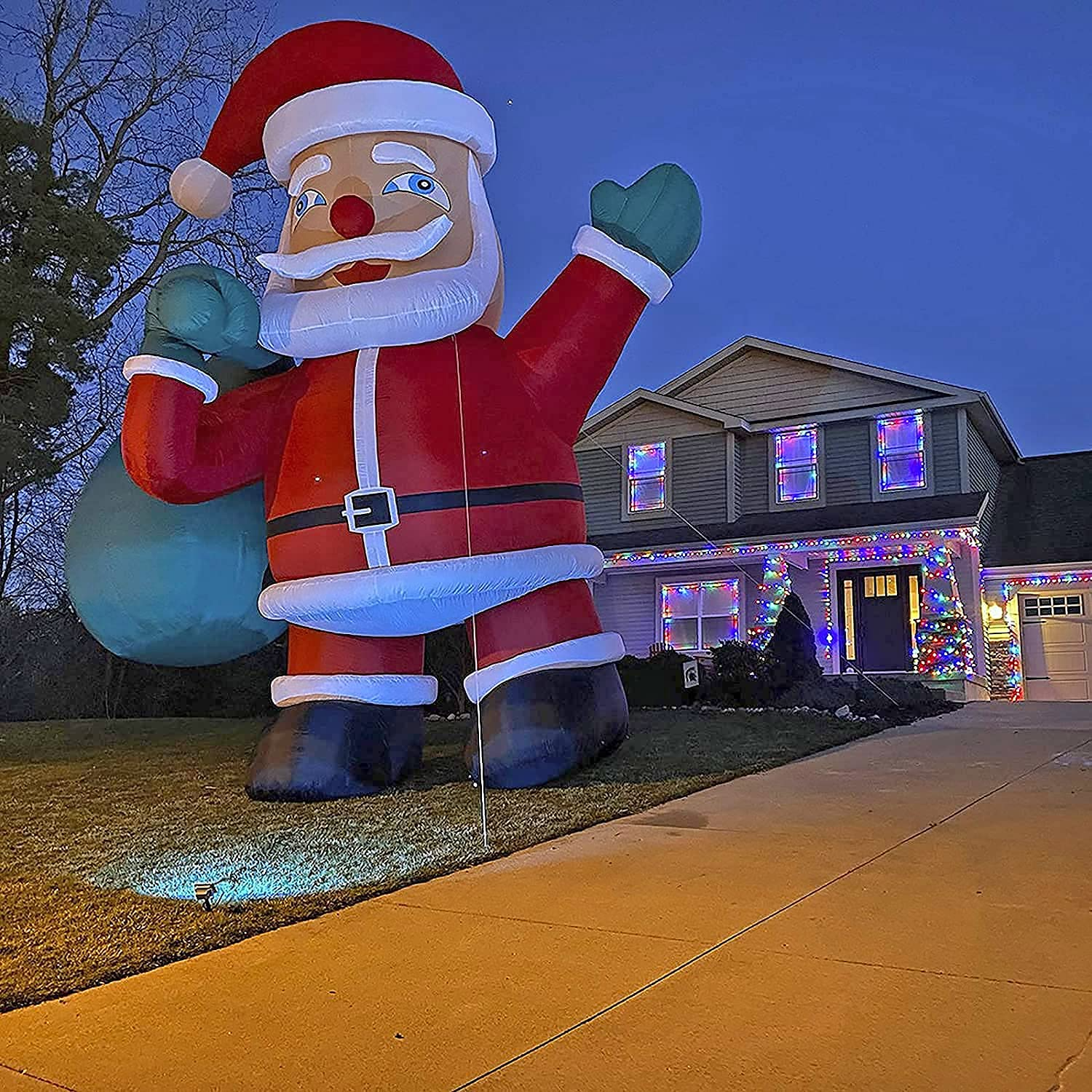 20Ft Premium Inflatable Santa Claus with Blower for Christmas Yard Decoration -  Lights Included