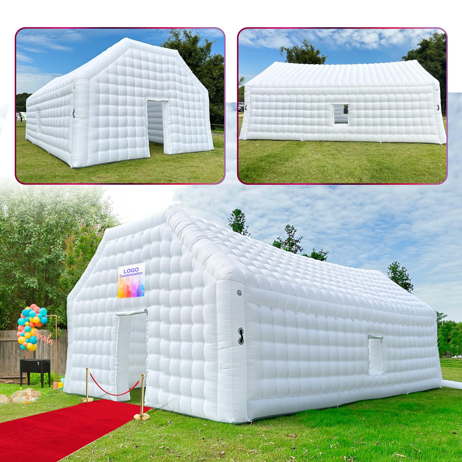 Outdoor 30 x 20 x 13ft Large White Inflatable Night Club Disco Cube Gazebo Event House Portable Inflatable Party Tent for Parties, Shows, Events, and Commercial Use