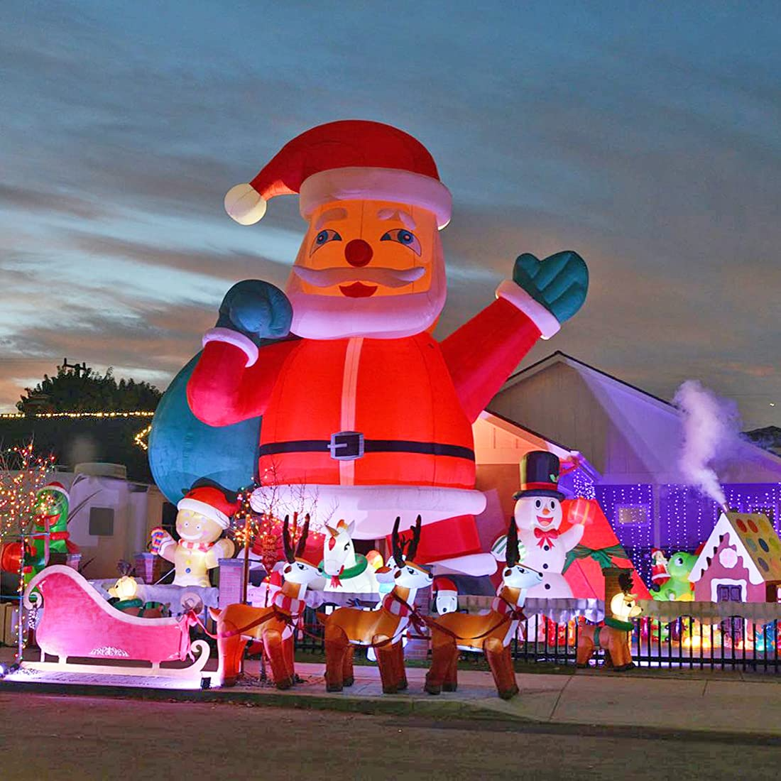 33Ft Giant  Premium Inflatable Santa Claus with Blower for Christmas Yard Decoration - No Lights Included