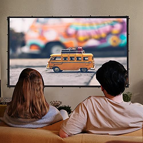 WARSUN Portable Movie Screen 100 Inch Projection Screen 16:9 HD Support Double Sided Projection, Movie Screen for Home Theater Outdoor Indoor