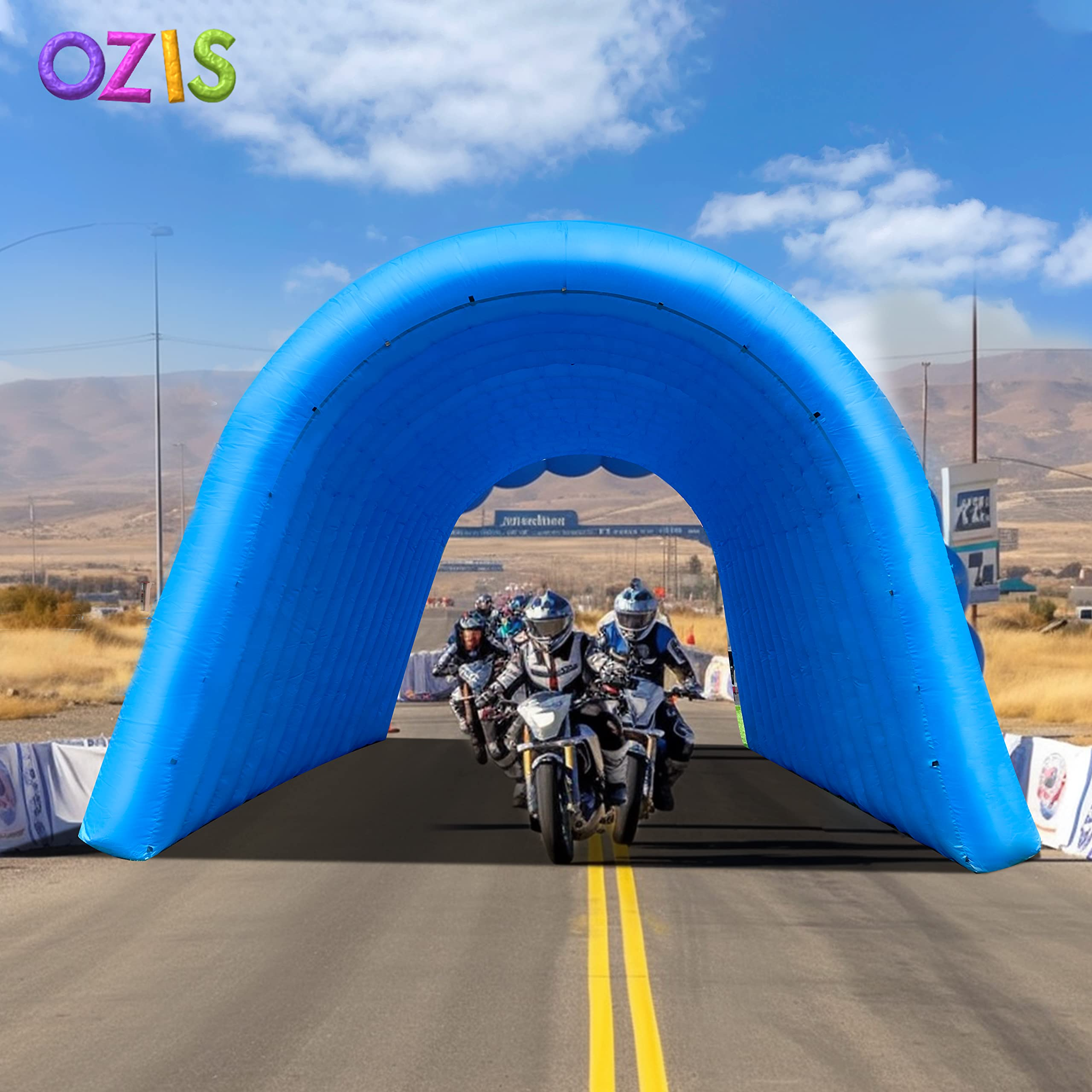 OZIS Inflatable Tunnel Sports Tunnel Entrance with Installed Blower Inflatable Tunnel Tent for Business Advertising Event Exhibition Promotion,Street,Shop,Supermarket,School(Blue, 16x10x10ft)