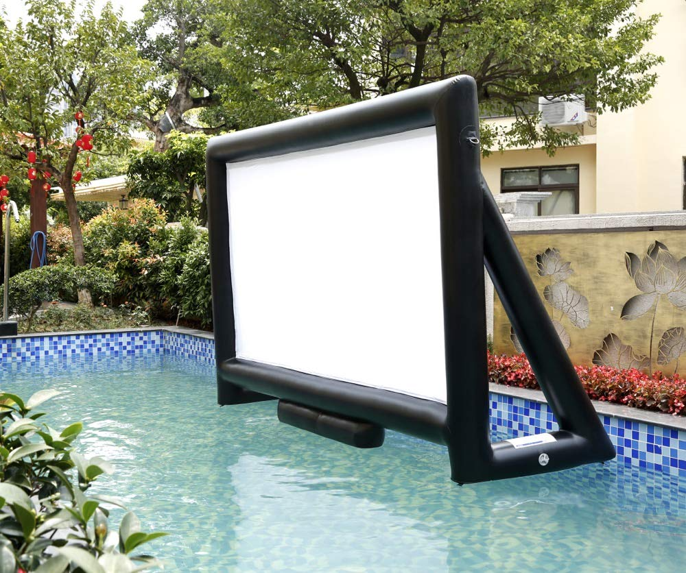 Sewinfla Outdoor Movie Screen 10ft- Upgraded Airtight Design Inflatable Movie Projector Screen for Outdoor/Indoor Use - No Need to Keep Inflating - Supports Front and Rear Projection