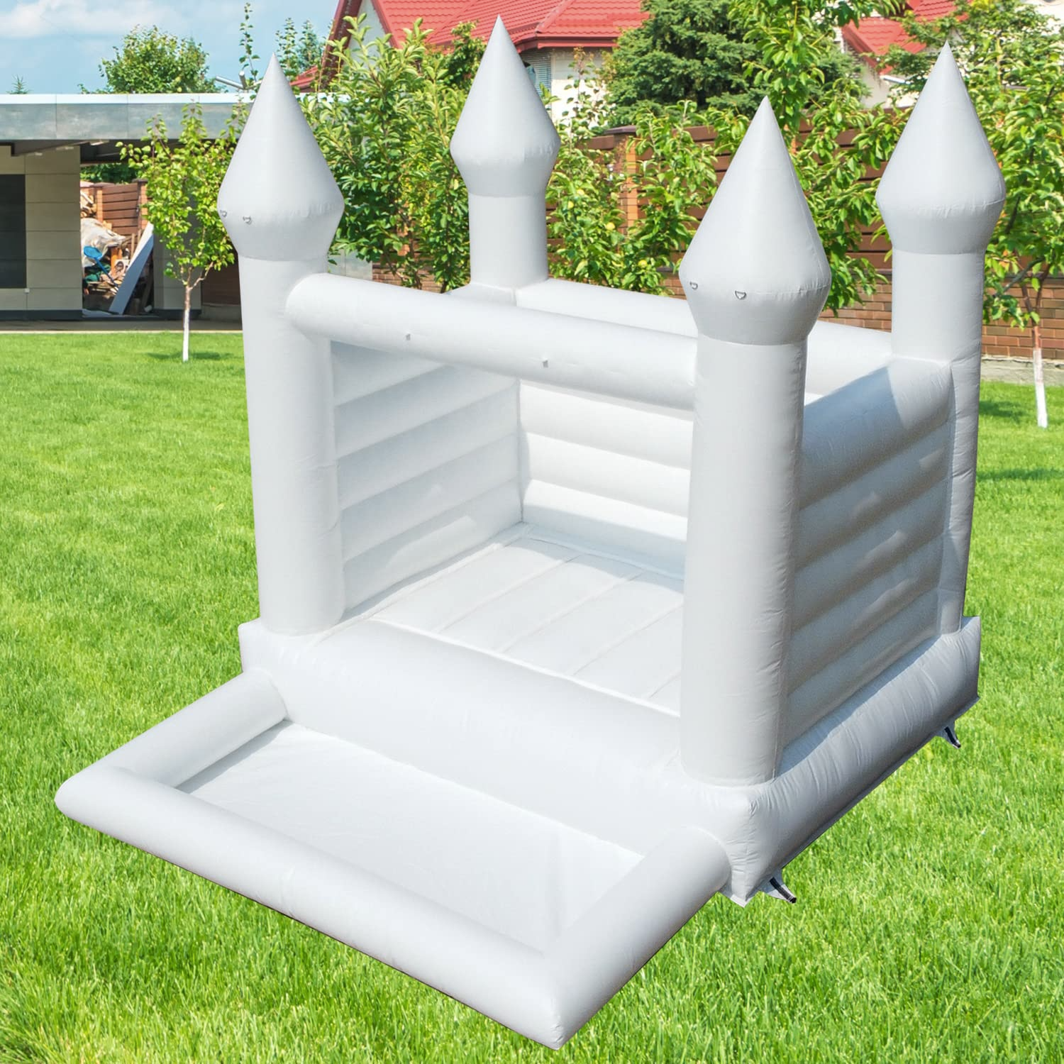 WARSUN Inflatable White Bounce House 12x10x10FT / 3.5x3x3m with Ball Pool&Blower All PVC Inflatable Jumper Bouncy Castle More Durable Bounce House Castle for Kids Birthday Wedding Party Business Photography