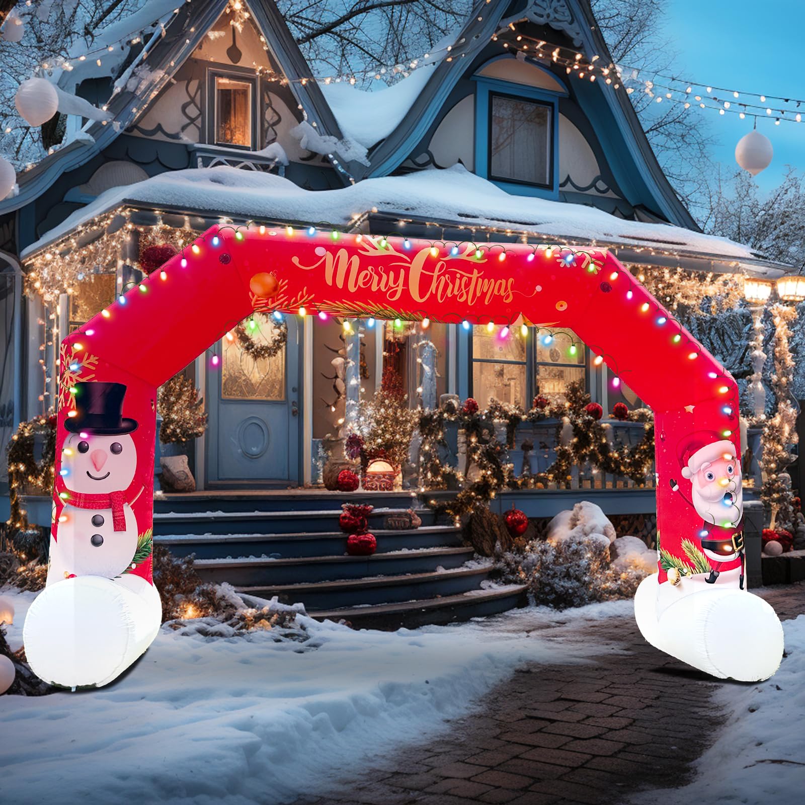 20FT Red Christmas Inflatable Archway with Blower – Perfect for Holiday Events