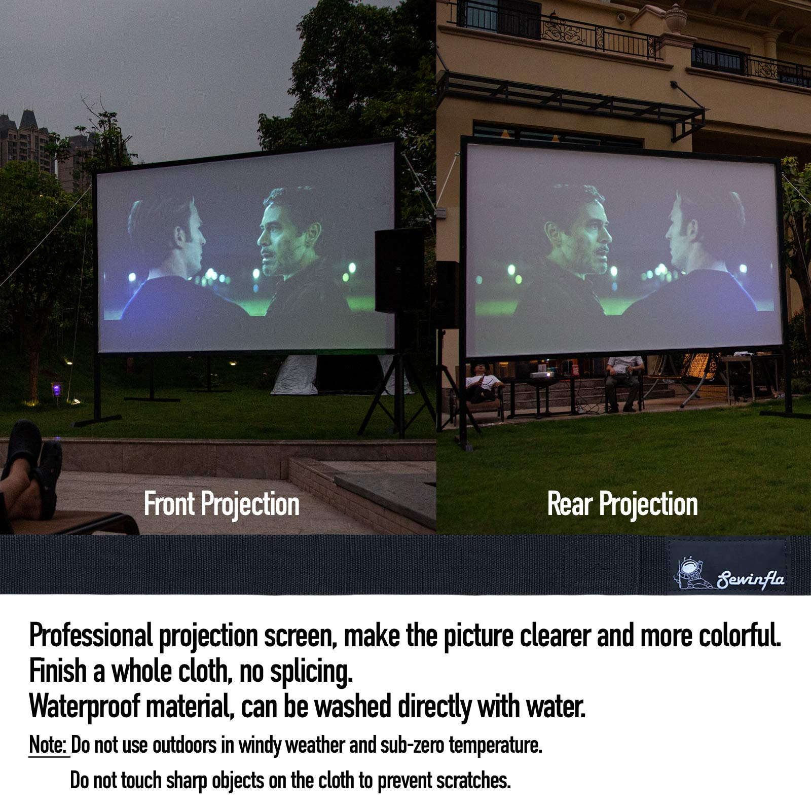 Sewinfla Upgraded Outdoor Movie Screen 15ft- Airtight Design Inflatable Movie Projector Screen for Outdoor/Indoor Use - No Need to Keep Inflating - Supports Front and Rear Projection