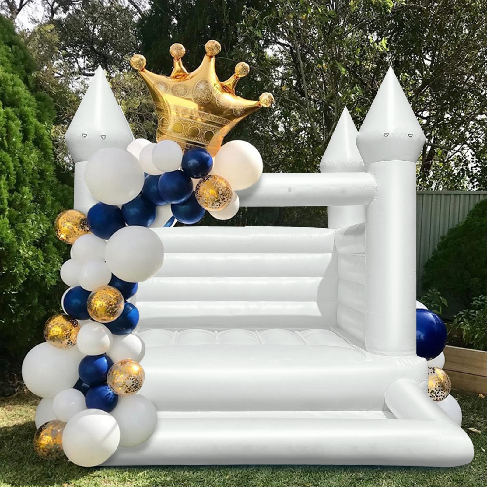 WARSUN White Bounce House 10x8x8FT / 3x2.4x2.4m with Ball Pit & Air Blower Commercial Grade All PVC Bouncy House Castle for Kids Birthday Baby Shower Business Photography