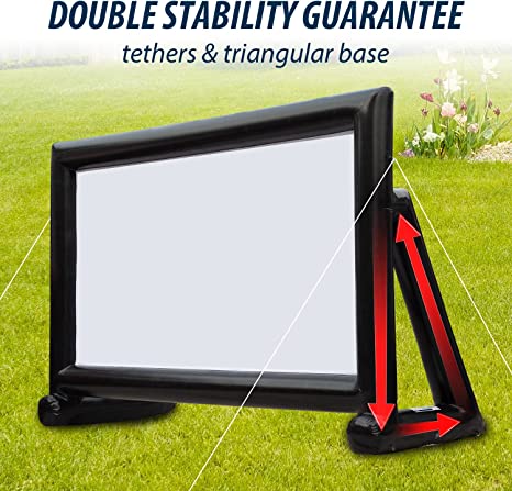 OZIS Upgrade Airtight Movie Screen 16Ft Outdoor Inflatable Movie Screen No Need Power Supply Continuous - Supports Front and Rear Projection