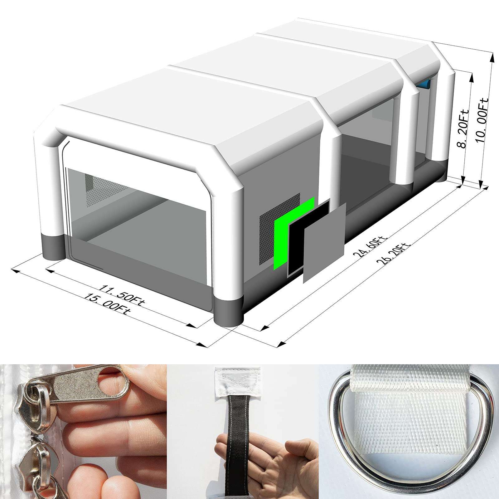 GORILLASPRO Inflatable Paint Booth 26x15x10Ft with 750W+950W Blowers Upgrade Air Filter System More Durable Portable Spray Painting Tent Booth