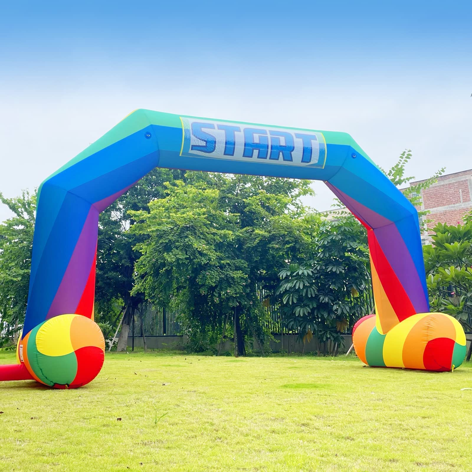 20ft Rainbow Inflatable Arch with 240W Blower Start Finish Line Arch Indoor & Outdoor Inflatable Archway for Pride Parades Run Race Marathon Advertising Commerce