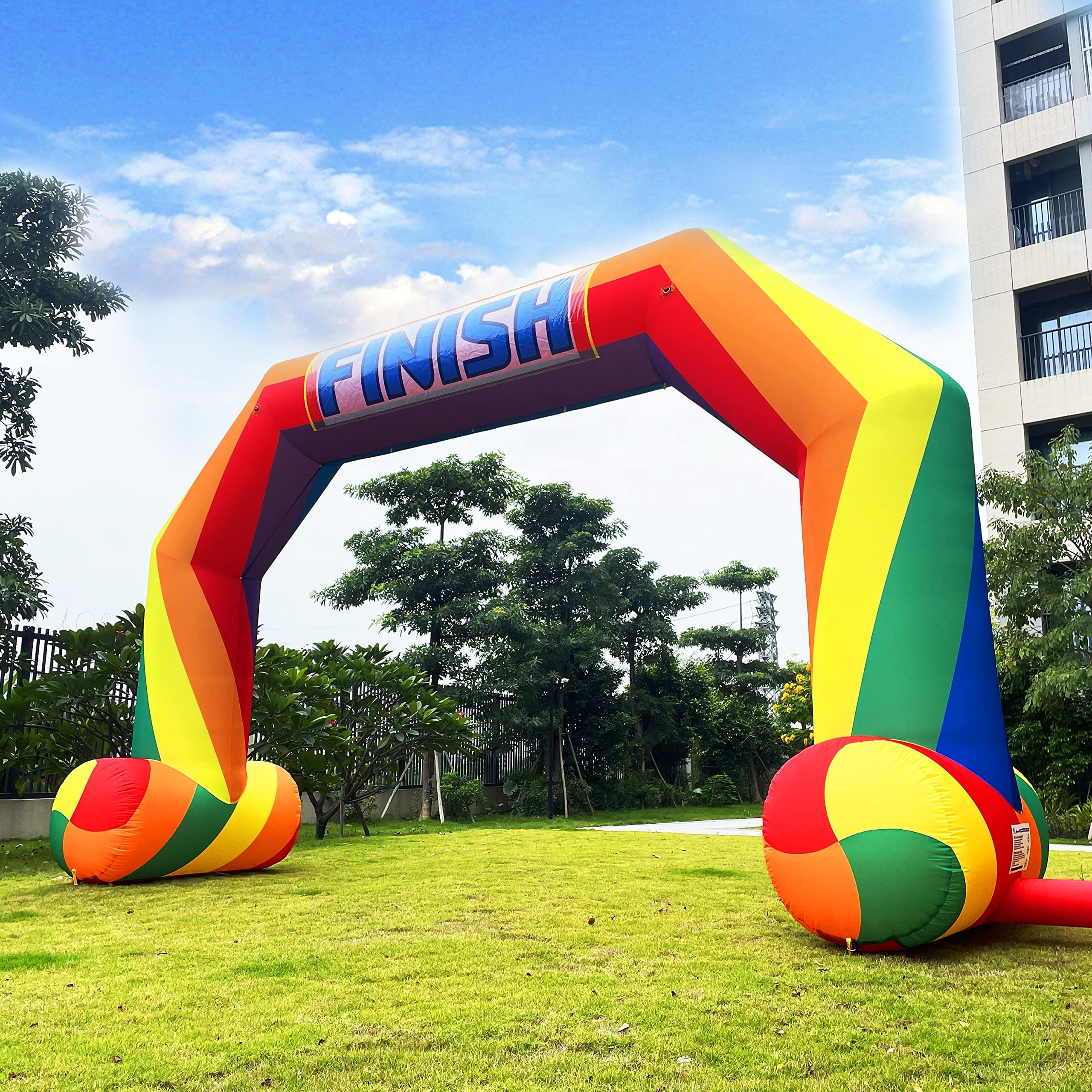 20ft Rainbow Inflatable Arch with 240W Blower Start Finish Line Arch Indoor & Outdoor Inflatable Archway for Pride Parades Run Race Marathon Advertising Commerce