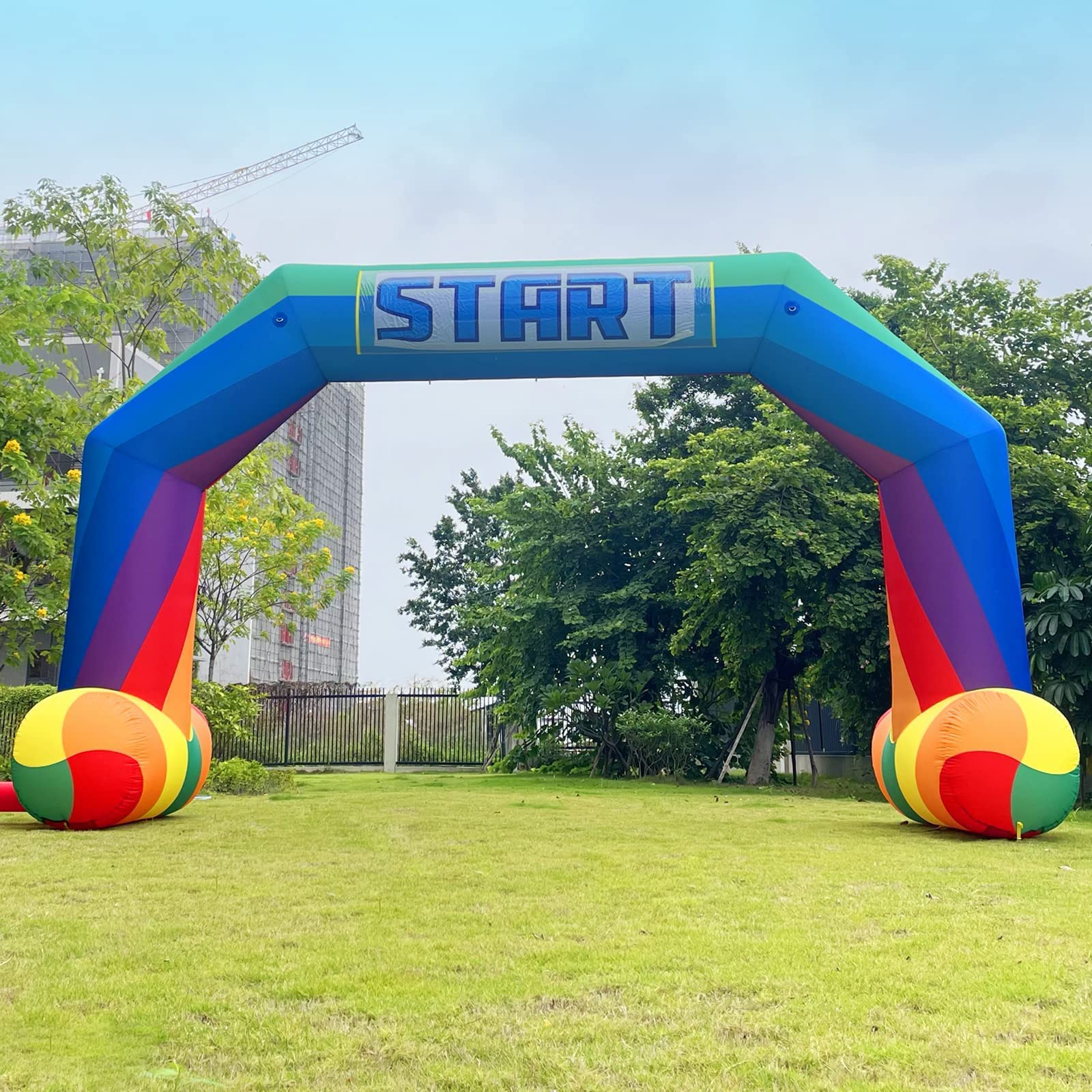 20ft Rainbow Inflatable Arch with 240W Blower Start Finish Line Arch Indoor & Outdoor Inflatable Archway for Pride Parades Run Race Marathon Advertising Commerce